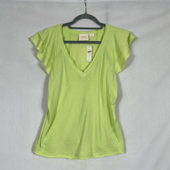 Maeve Tops - Anthropologie Maeve Flutter Sleeve Tee NWT Size S Chartreuse